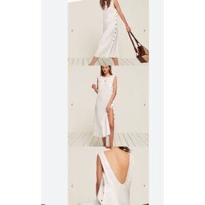 Reformation Linen White Midi dress Size L